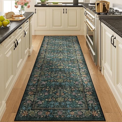 DUKINO 2x10 Runner Rug, Washable Vintage Floral