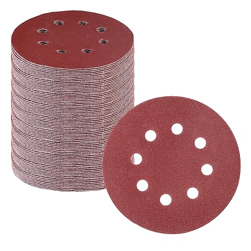 Miniatura 20 de WORKPRO 50 discos de lija de grano 60 – Papel de lija de 5 pulgadas con 8 agujeros de gancho y bucle para lijadora orbital aleatoria