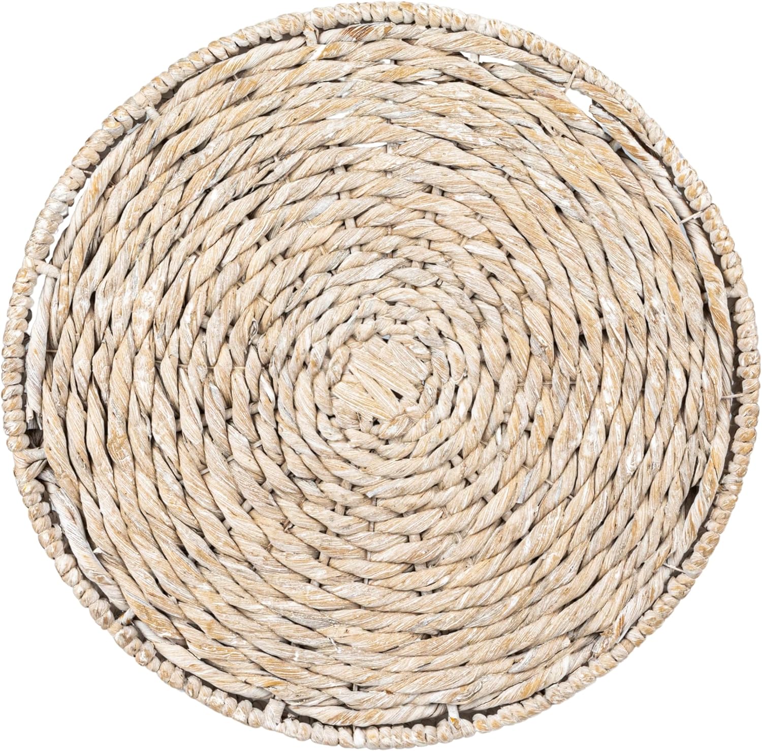 Bloomingville Hand-Woven Water Hyacinth Table, Whitewashed