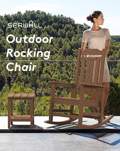 Vista 92 de SERWALL Mecedora de gran tamaño para exteriores, silla mecedora al aire libre de HDPE, azul