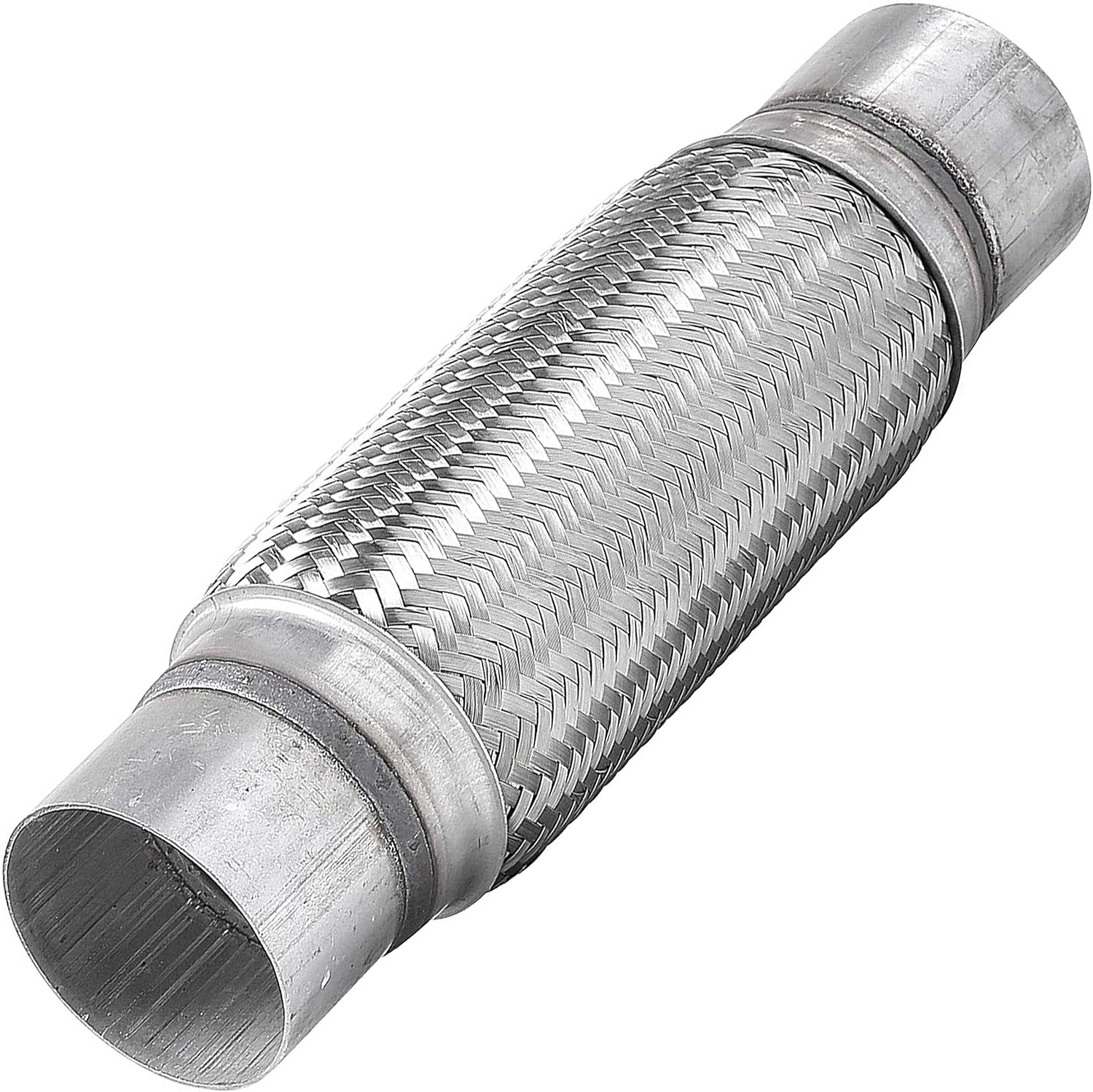 TOTALFLOW TF-N63250 Stainless Steel Double Braided Exhaust Flex Pipe-2.5" ID x 10" BL x 14" OAL-w/Extensions
