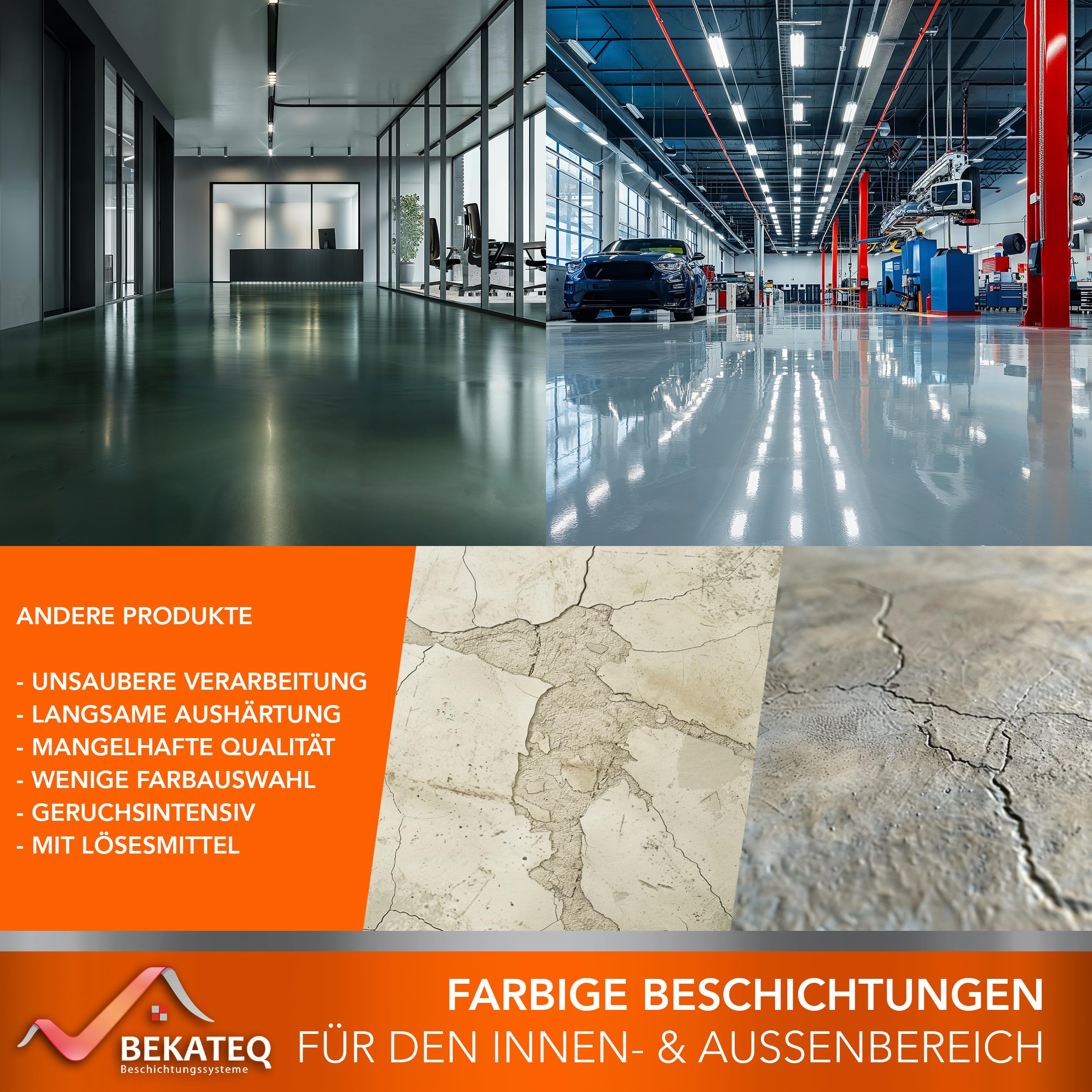 BEKATEQ 2K Epoxidharz Silbergrau 5KG I Bodenbeschichtung UV-optimiert, Selbstentlüftend, Geruchsarm, Betonfarbe für außen & innen I Bodenfarbe für Garagenboden, Werkstatt- & Industrieboden BE-702