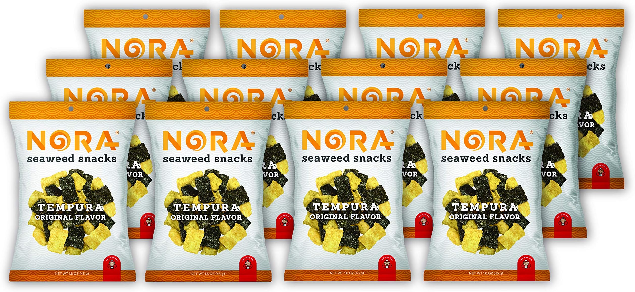 NORA Tempura Seaweed Original- Premium Seaweed Snack (12 count, 45g pack)