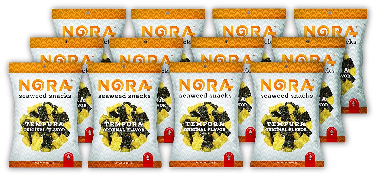 NORA Tempura Seaweed Original- Premium Seaweed Snack (12 count, 45g pack)