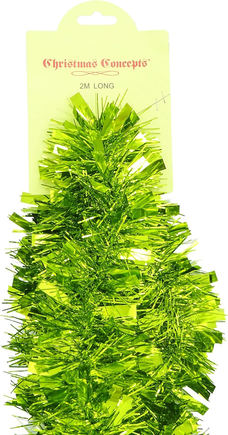 Christmas Concepts 2 Metre Chunky/Fine Christmas Tinsel Garland - Christmas Decoration Tinsel Garland (Lime Green)
