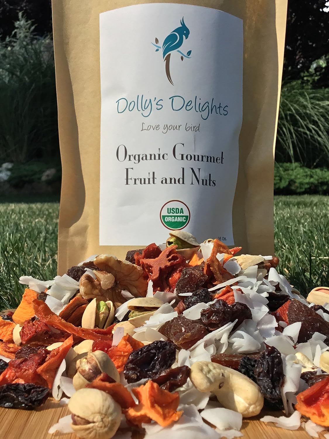 Dolly's Delights Organic Gourmet Fruit & Nut Blend Parrot Food & Treats