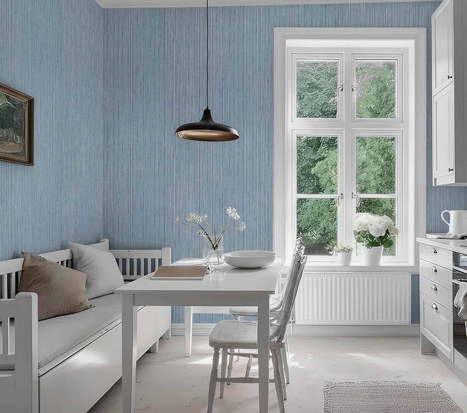 Toduso Light Blue Grasscloth Peel and Stick Wallpaper Modern Texture Contact Paper Bathroom Self Adhesive Wallpaper Removable Waterproof Wall Paper for Bedroom Cabinets Drawers Desk 17.3"x118.1"