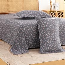 Story@Home King Size Air Cotton Bedsheet 240 TC Flat Sheet with 2 Pillow Covers, Soft & Durable Bed Sheet for King Bed (250 x 270 cm, Floral Print, Dark Grey)