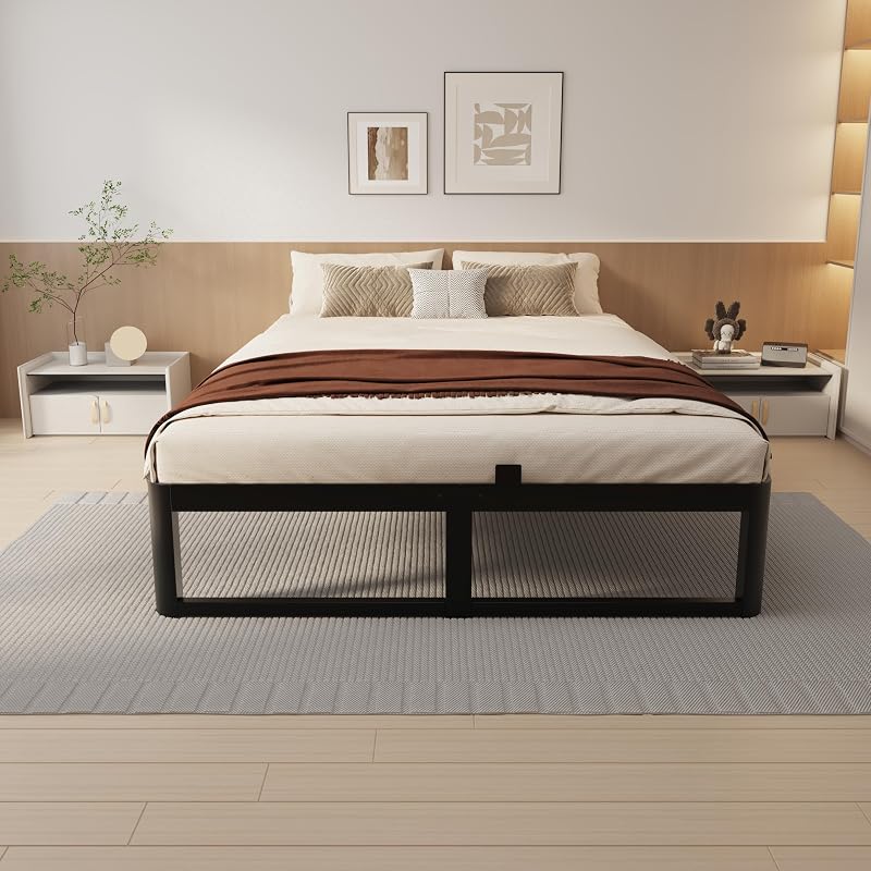 VYM 12 Inch Full Bed Frame, Heavy Duty Steel, No Box Spring, Black image 3