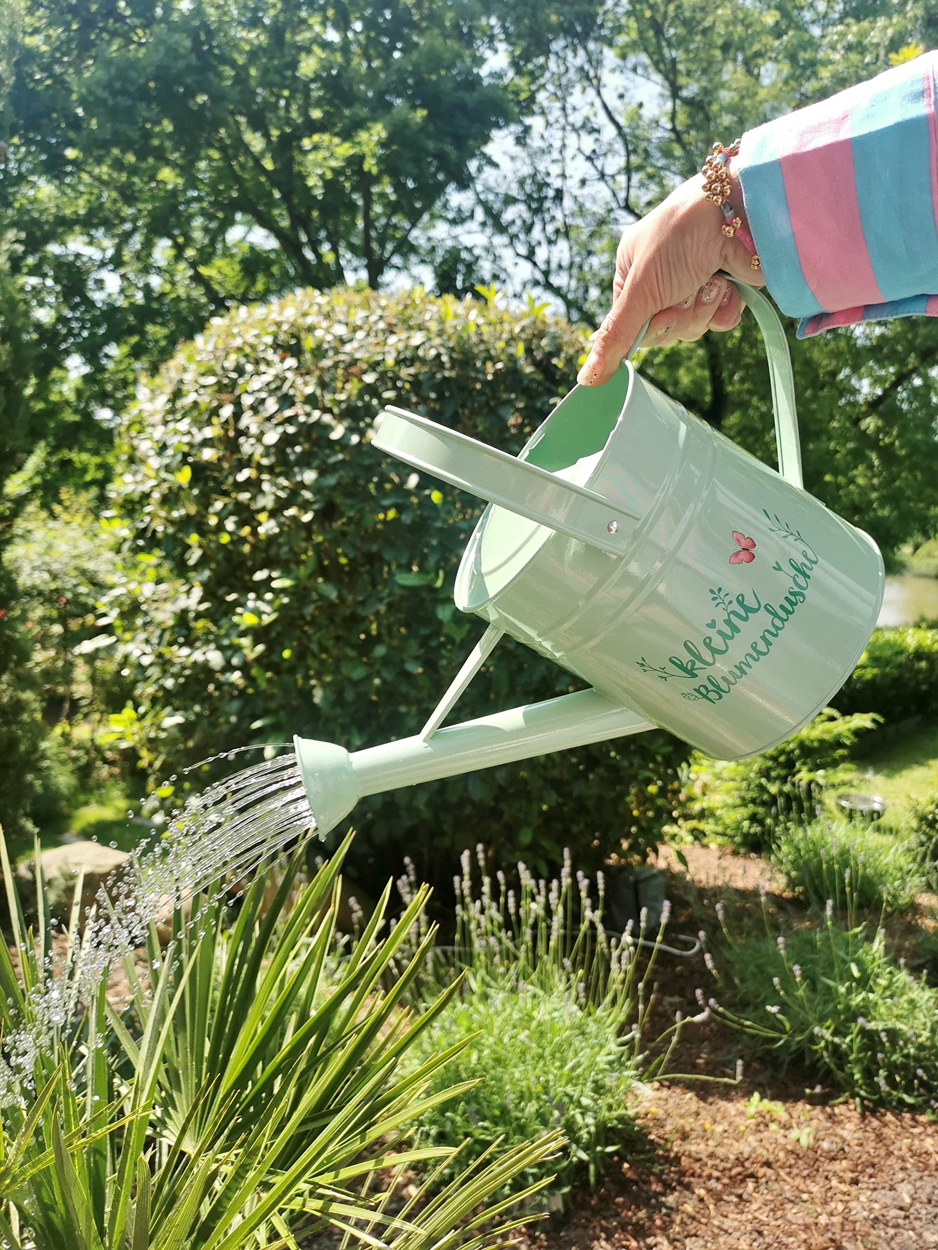 Moses. Arrosoir pour Le Jardin, Douche Florale décorative d'une capacité de 3 l, Vert Clair avec Une Jolie Inscription dans Le Design de Feuilles et de Fleurs