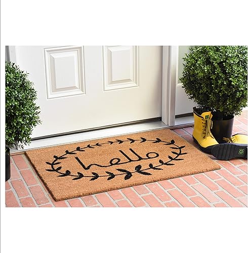 Miniatura 9 de Calloway Mills 121813048 Calico Hello Felpudo de 30 x 48 pulgadas, naturalnegro