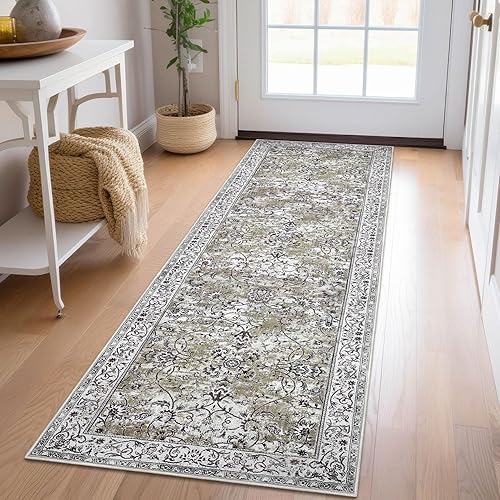 Miniatura 1 de KILOCOCO Moroccan Runner Rug 2x6 Washable Hallway Runner Rug, Vintage Floral Rug Kitchen Runner Rug 6 Feet Non-Slip Runners Distressed Boho Rug