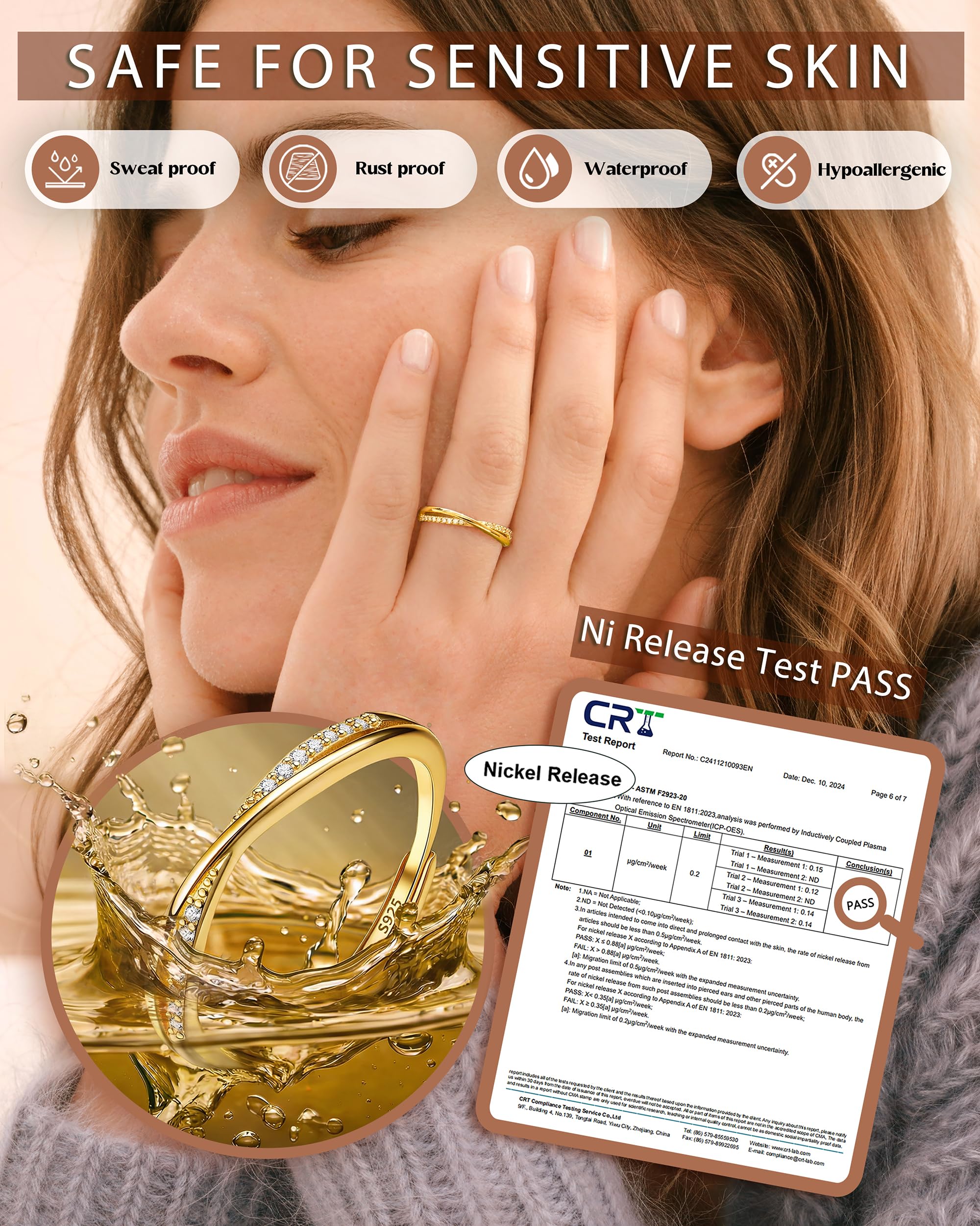 JeweBella Ring Damen Silber 925 Verstellbare Zirkonia Ring Silber/Gold/Roségold Minimalistisch Eheringe Verlobungsring Trauringe Fingerring Damen Schmuck
