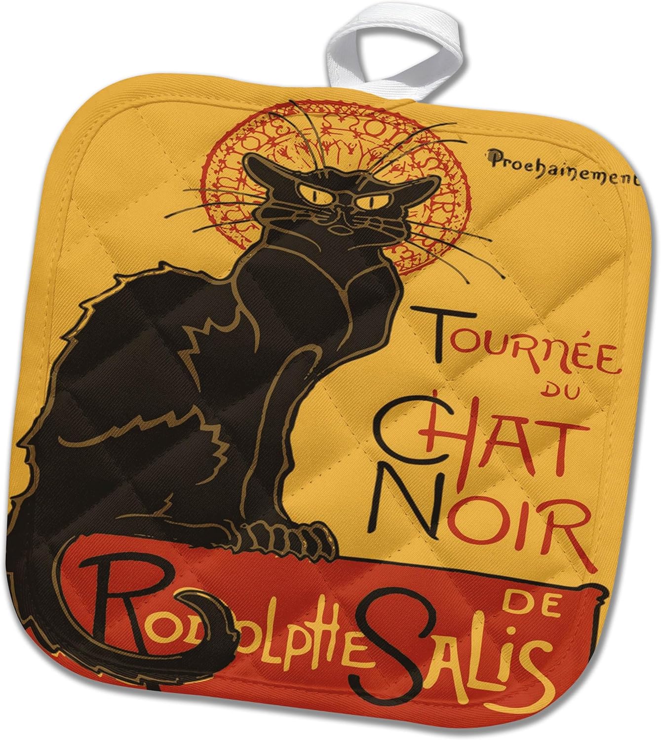 3dRose Pot Holder Tournee du Chat Noir De Rodolphe Salis Vector, 8 by 8"