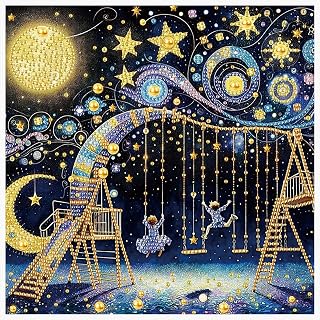 Diamond Painting Kits for Adults, Starry-Night Play 5D Special Shape Diamond Art Kits for Beginners, Crystal Rhinestones Painting for Home Wall Decoration, 12×12 Inch