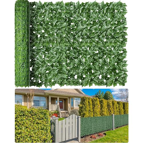Artificial Ivy Privacy Fence Screen, 60x160in(65 Sqft) Anti-Ultraviolet Artificial Hedge Grass Wall, Used for Indoor and Outdoor Green Background, Garden Greening Decoration