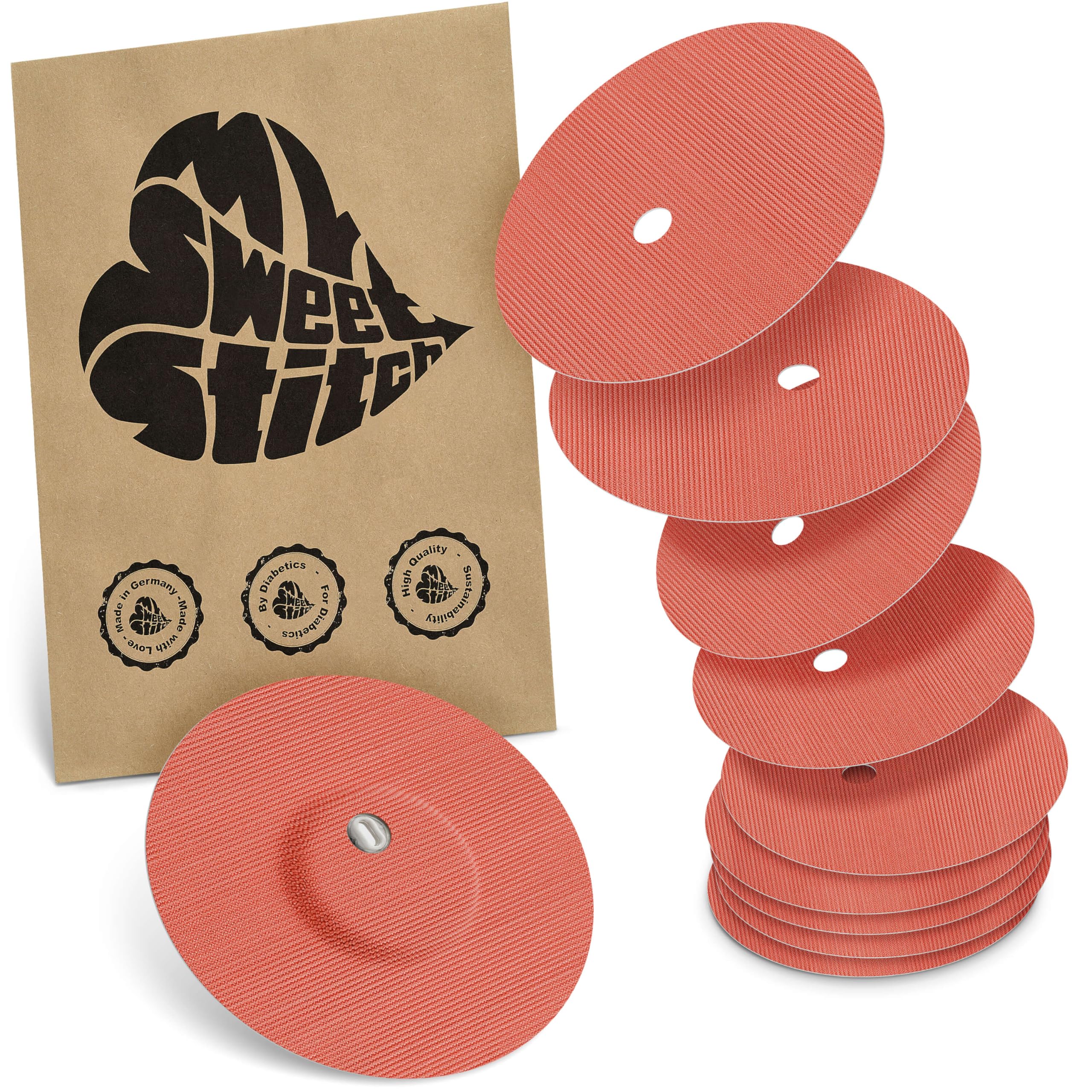 MySweetStitch, 10 x Freestyle Libre 3 Round Patches with Ventilation Hole, Overpatch diameter 60mm, Waterproof, Breathable