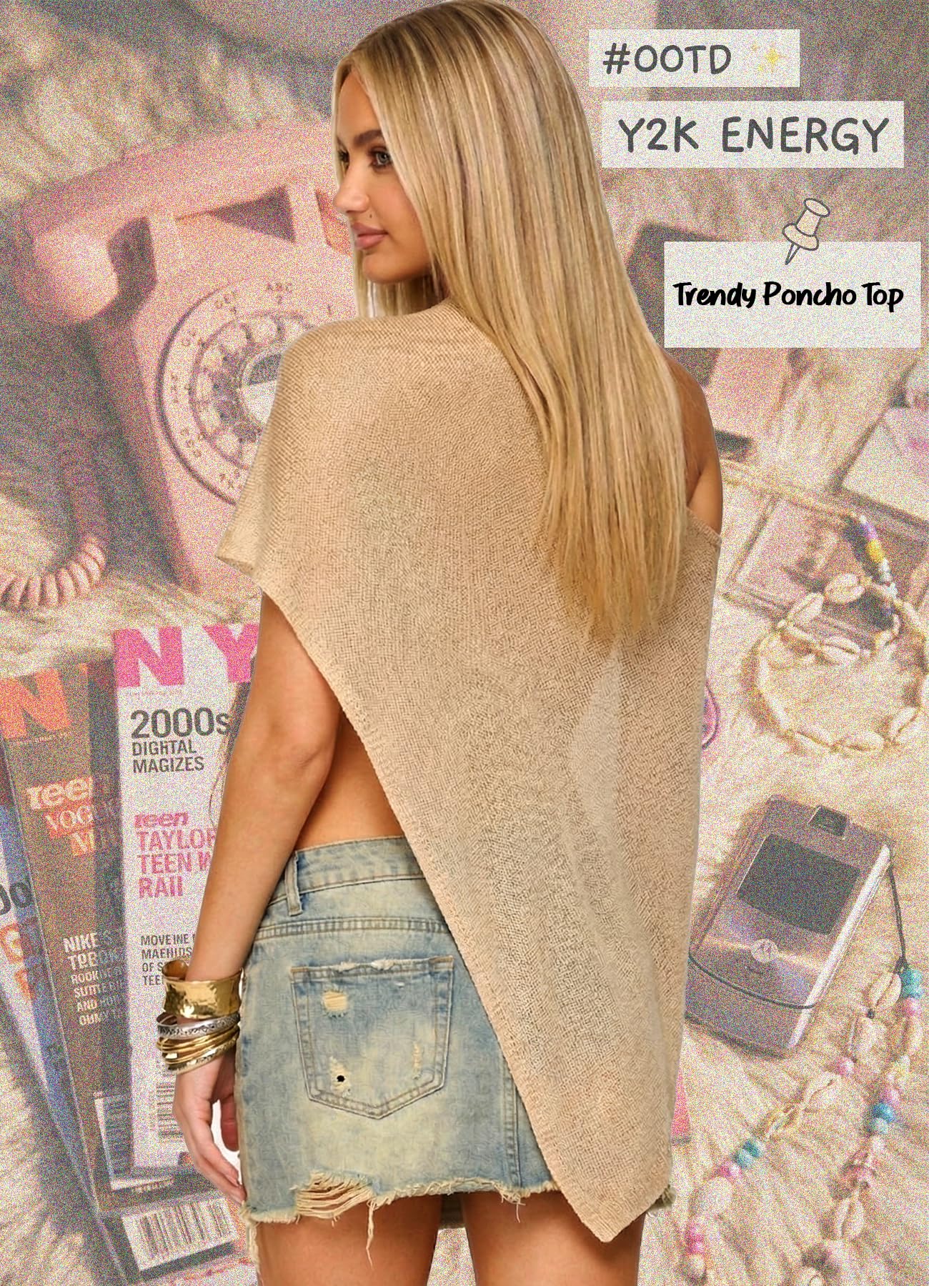 Navneet Haut en maille pour femme, épaules dénudées, poncho asymétrique, pour plage, été, festival, fête