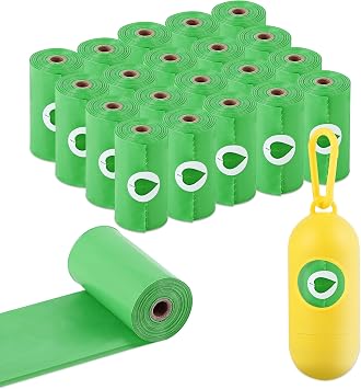 FluffyDream Dog Poop Bags with Dispenser, Pet Waste Bags Doggie Bags, Leak Proof and Extra Thick Waste Bag Refill Rolls For Dogs,Lavender Scented,300 Bags with Holder,13 Inch x 9 Inch
