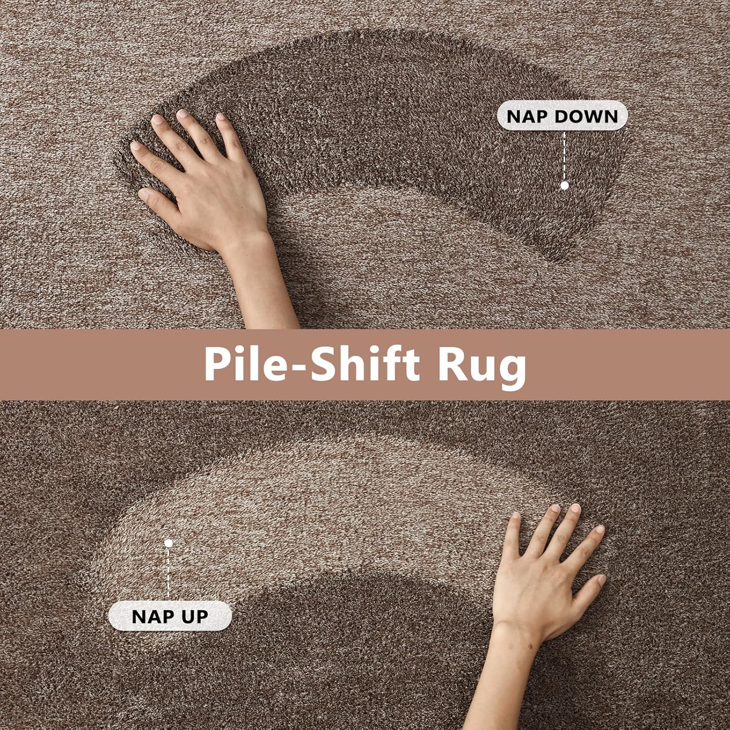 FinRèc Low Pile 5x7 Washable Area Rugs for Bedroom Living Room, Thin Rug Solid Color, Non-Slip Carpet Indoor for Home Decor (Brown)