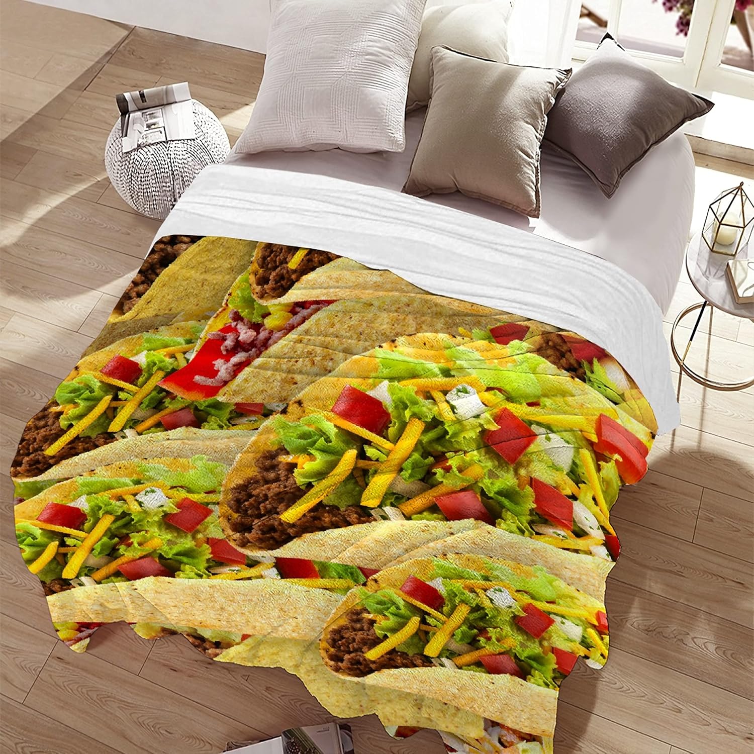 Taco Blanket Food Throws Funny Gift for Kids Girl Boys Lightweight Fleece Throw Novelty Realistic Super Soft Comfy Gifts for Teens Women Men Flannel Bedding Sheet Blankets for Couch Sofa,50"x40"