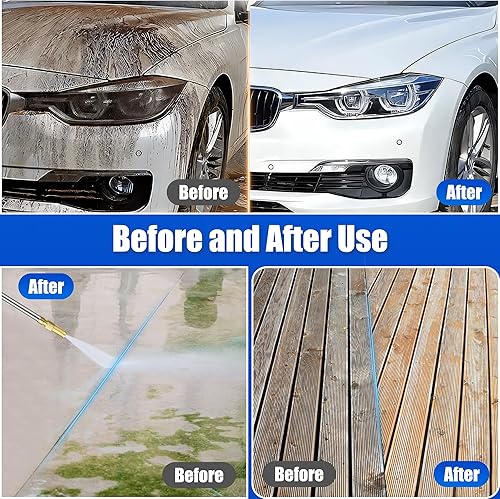 Miniatura 7 de Varita de lavado a presión con boquilla de chorro mejorada 2024 para manguera de jardín, varita de lavado eléctrico con varita extendida flexible y