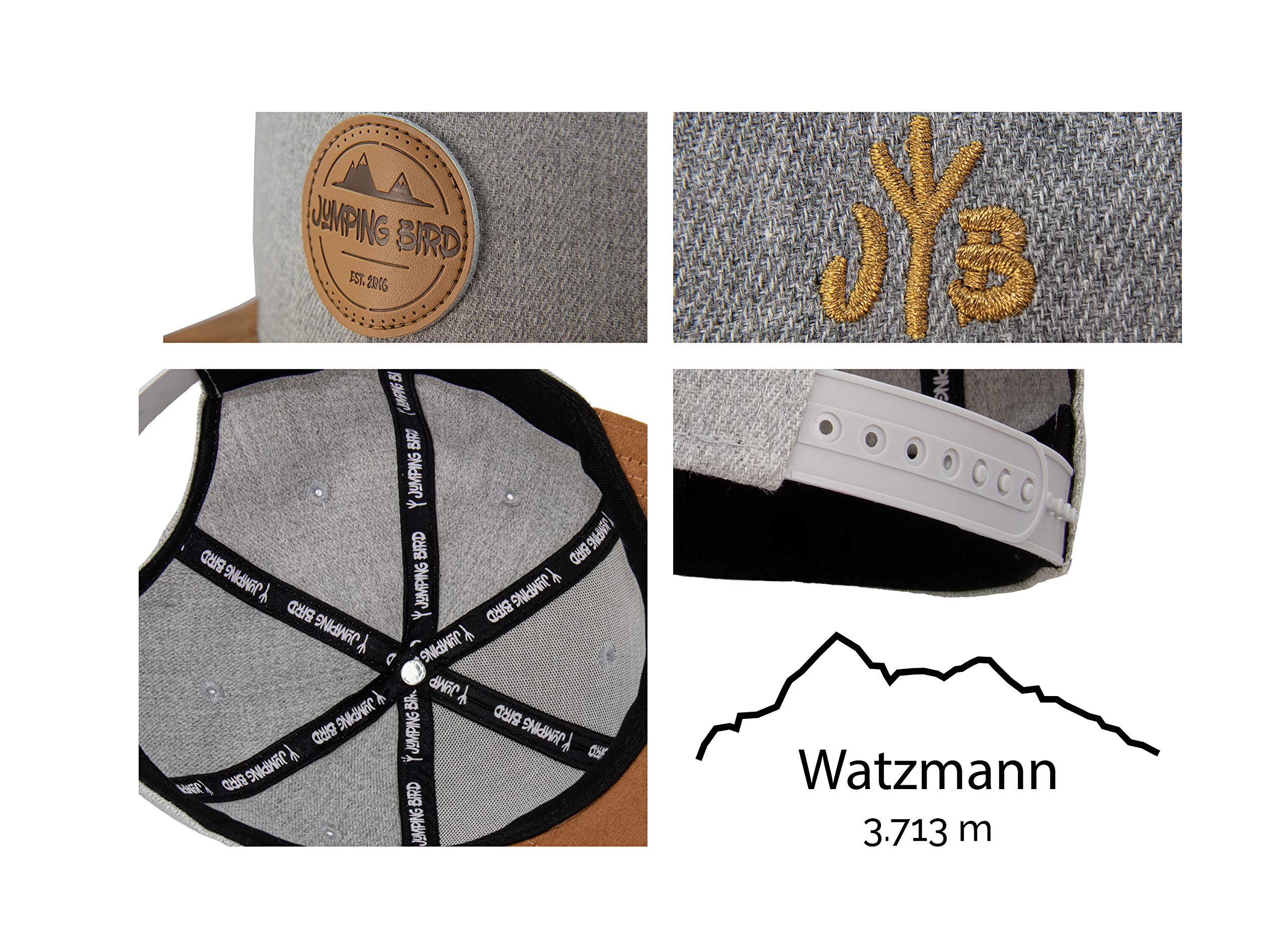 Jumping Bird Gorra de Béisbol Unisex • Gorra Snapback para Exteriores • Gorra Deportiva de Lana para Hombre y Mujer en Gris Claro • Ajustable Individualmente • Watzmann