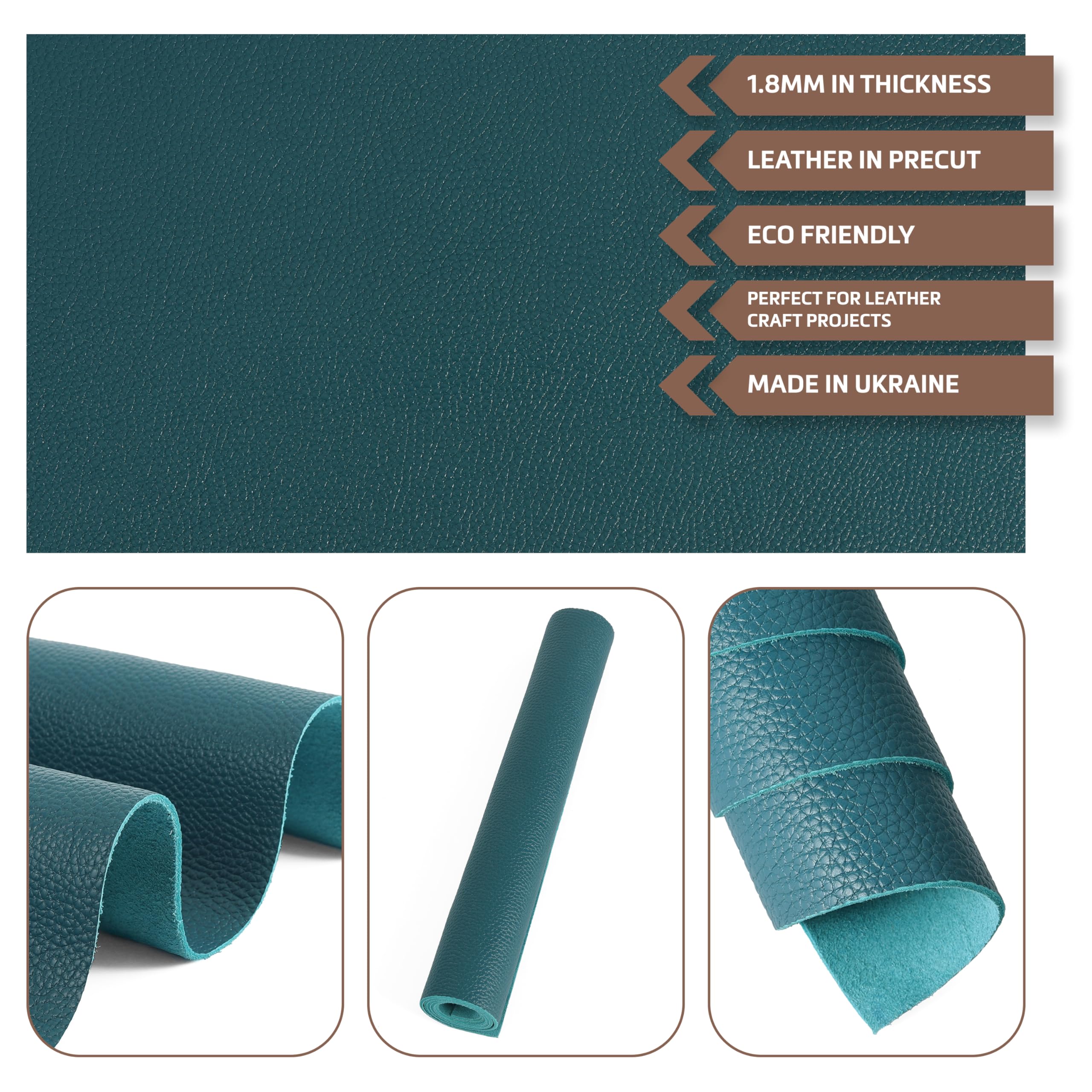Shkira Hojas de cuero azul genuino de 12 x 24 pulgadas de 2.0 mm para manualidades, cuero de vaca de grano natural, cuadrado de cuero de herramientas - Textura gruesa superior auténtica de grano