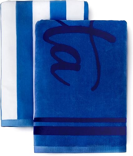 Miniatura 3 de Martha Stewart Cabana - Juego de 2 toallas de playa de 100 % algodón turco de lujo con calidad de spa y hotel, 450 GSM, de 40 x 72 pulgadas, suaves,