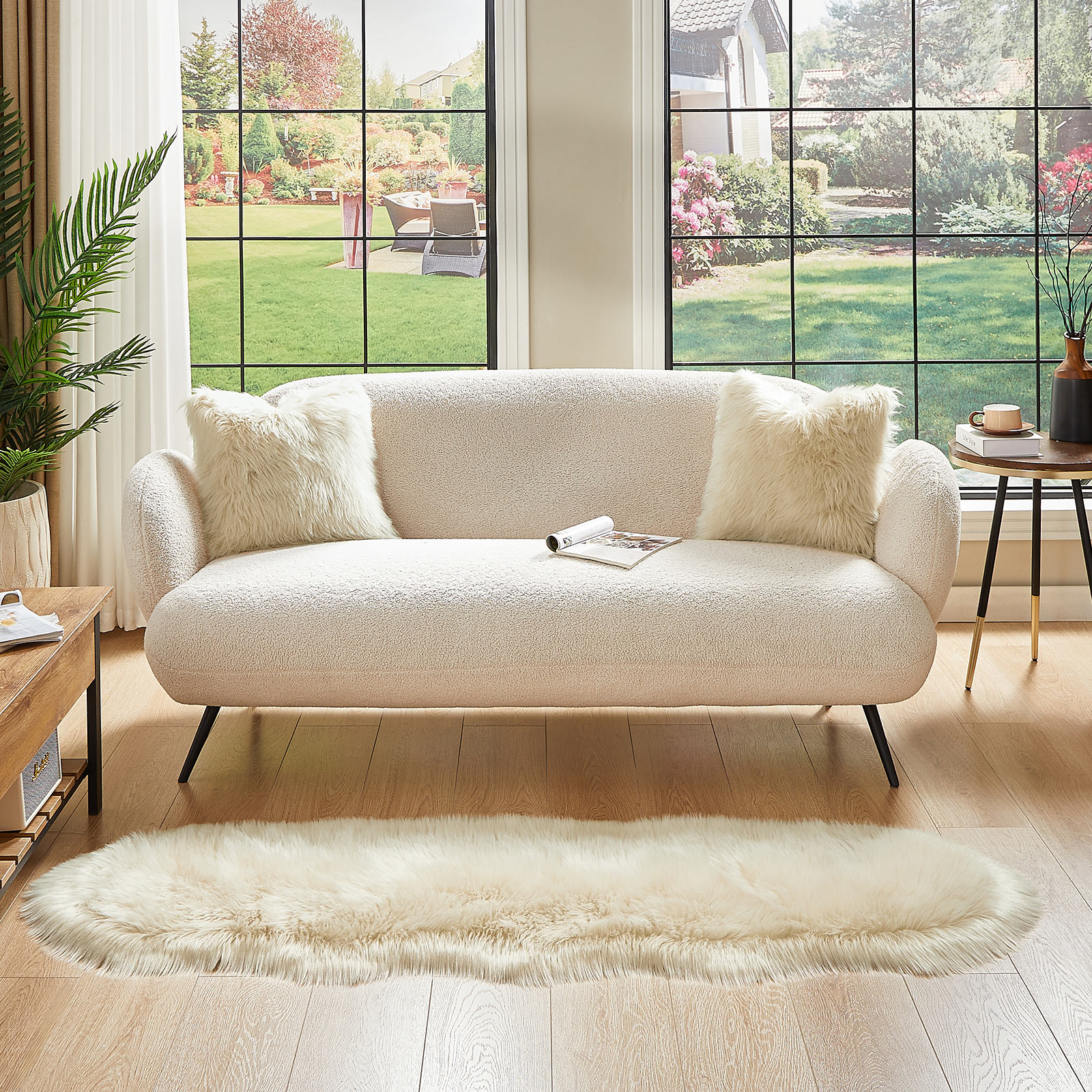 Tapete de piel falsa AMTOVO beige 2 x 4 ft miniatura 7