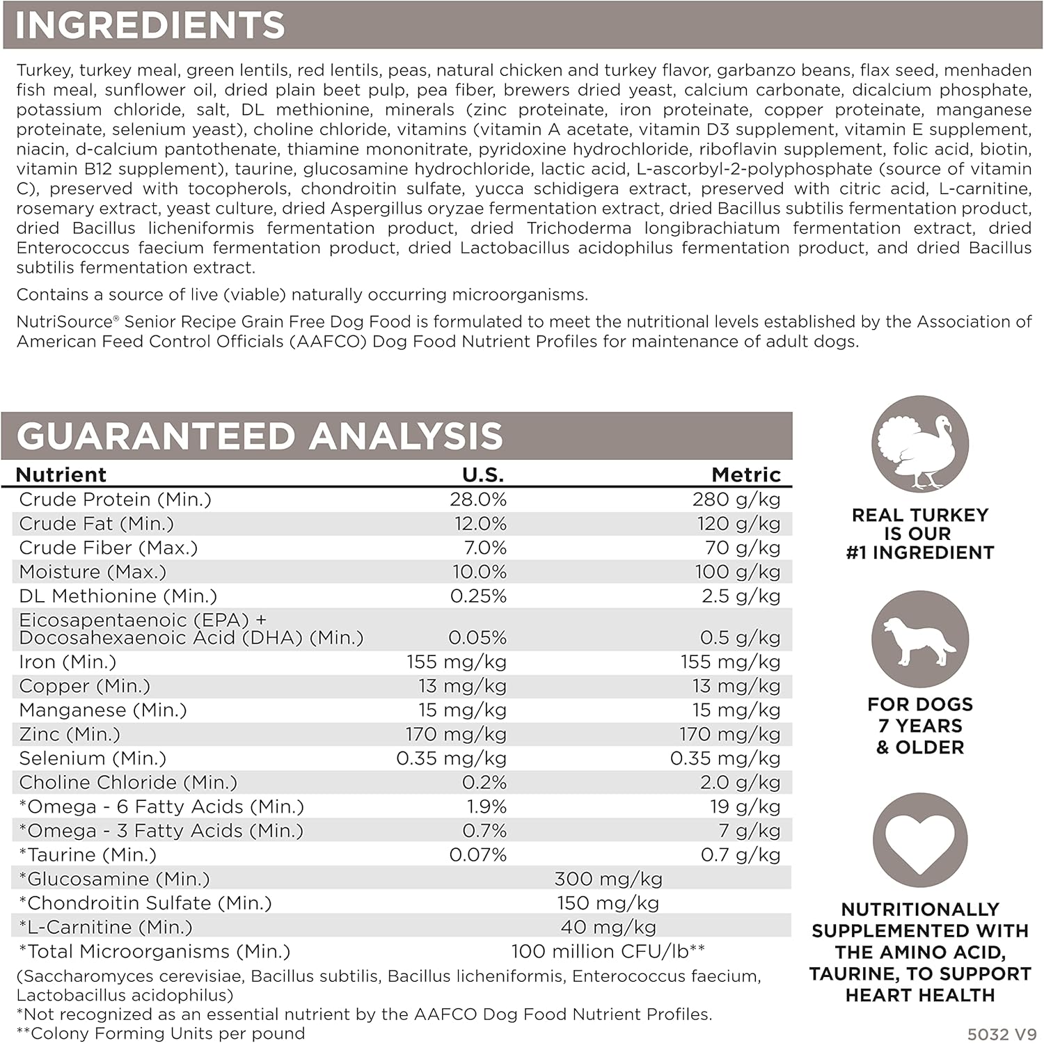 NutriSource Senior Grain Free Dry Dog Food, Turkey, Turkey Meal and Menhaden, 26LB