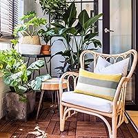 Vista 58 de AmHoo - Juego de 2 fundas de almohada decorativas para casa de campo, a rayas y a cuadros, juego de fundas de almohada de algodón y lino para sofá