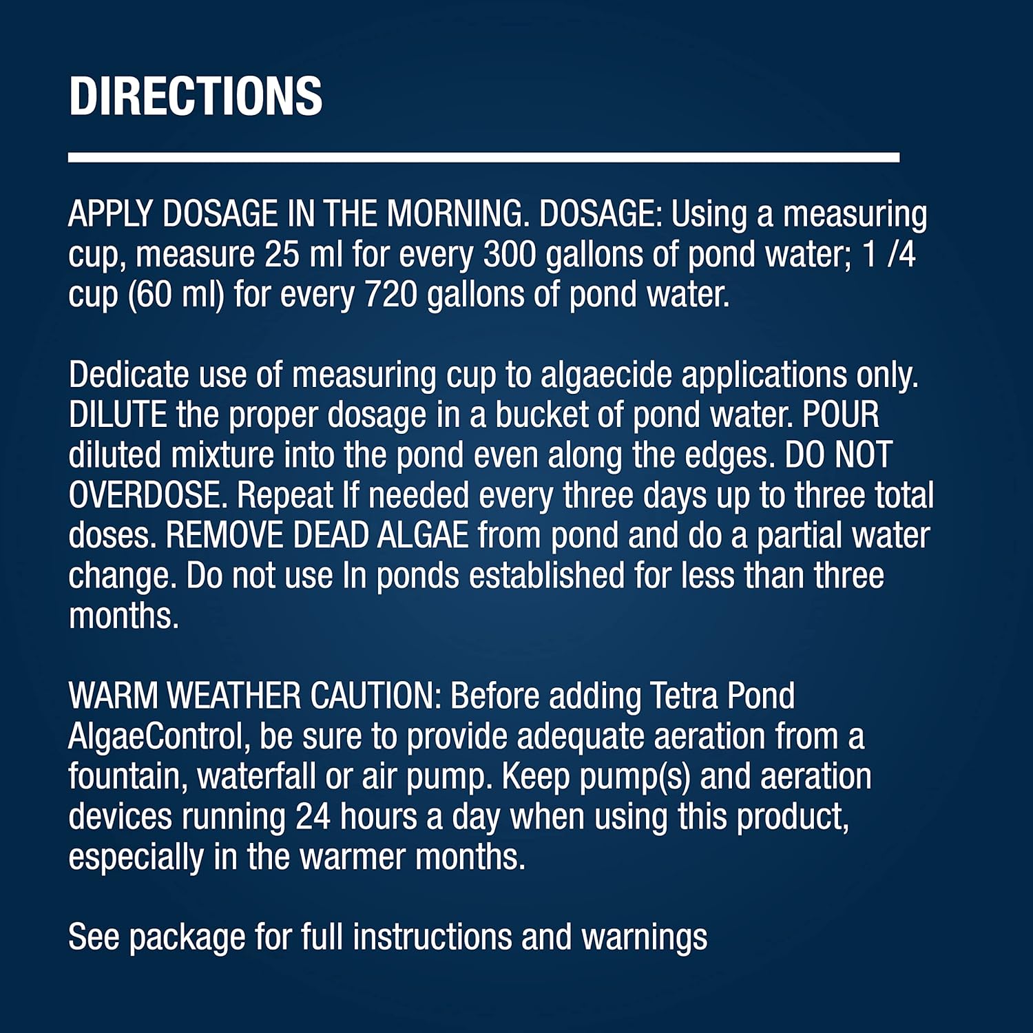 Tetra 77188 Algae Control Treats 36000 gallons, 101.4-Ounce : Patio, Lawn & Garden