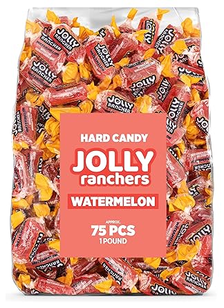 Watermelon Jolly Ranchers Hard Candy Original Flavor 1 LB Bulk Bag Approx. 75 Pieces Individually Wrapped Sweet & Tart Candy for Birthday Parties, Baby Showers, Back to School & Gift Bags