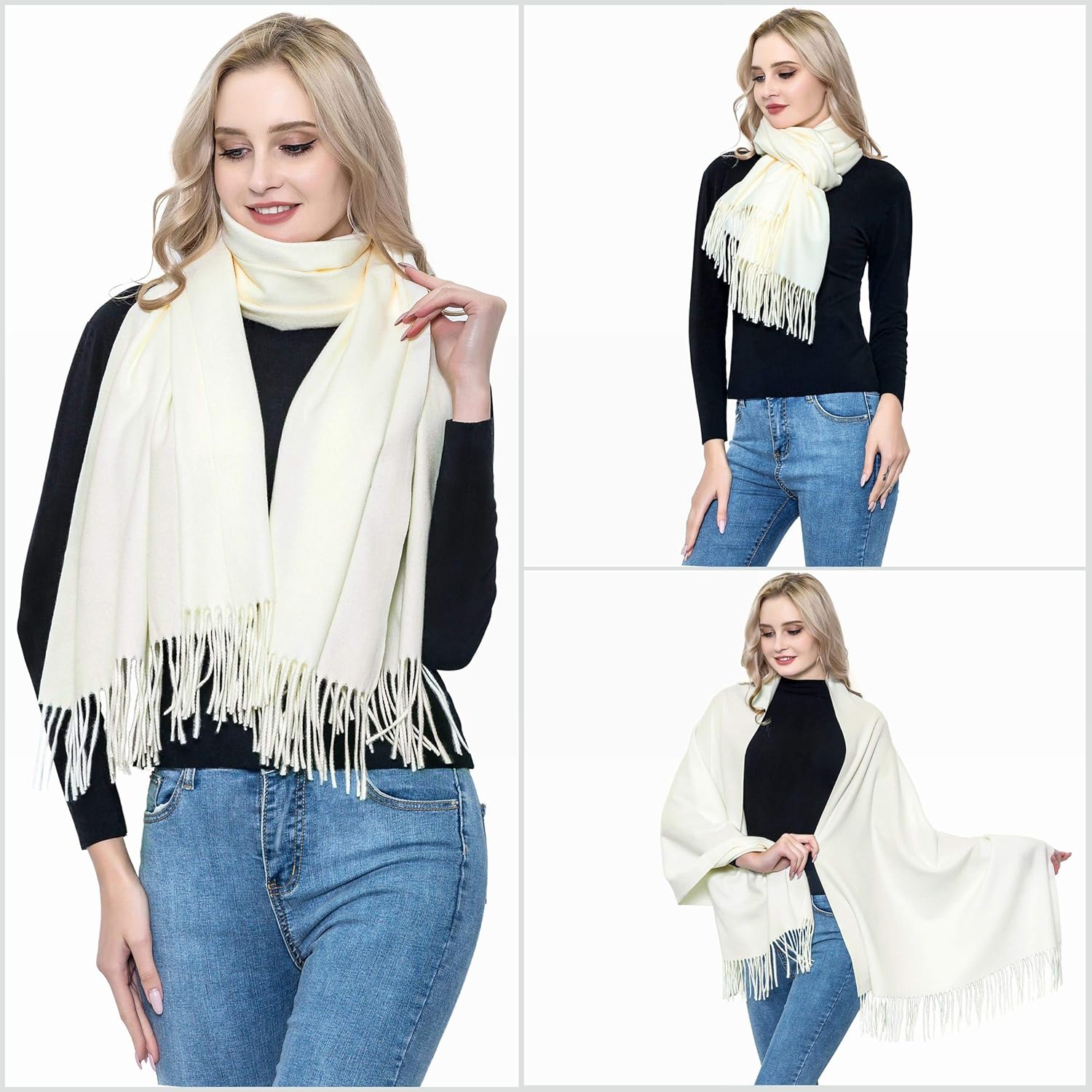 vimate Wool Pashmina Scarf Shawl - Super Soft Warm Pashminas Wraps for Women Wedding Formal Evening Travel - Image 5