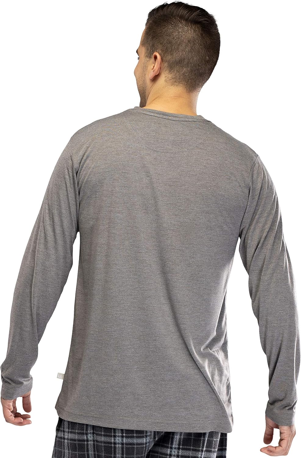 INTIMO Men's Knit Long Sleeve V-Neck Pajama Lounge Shirt