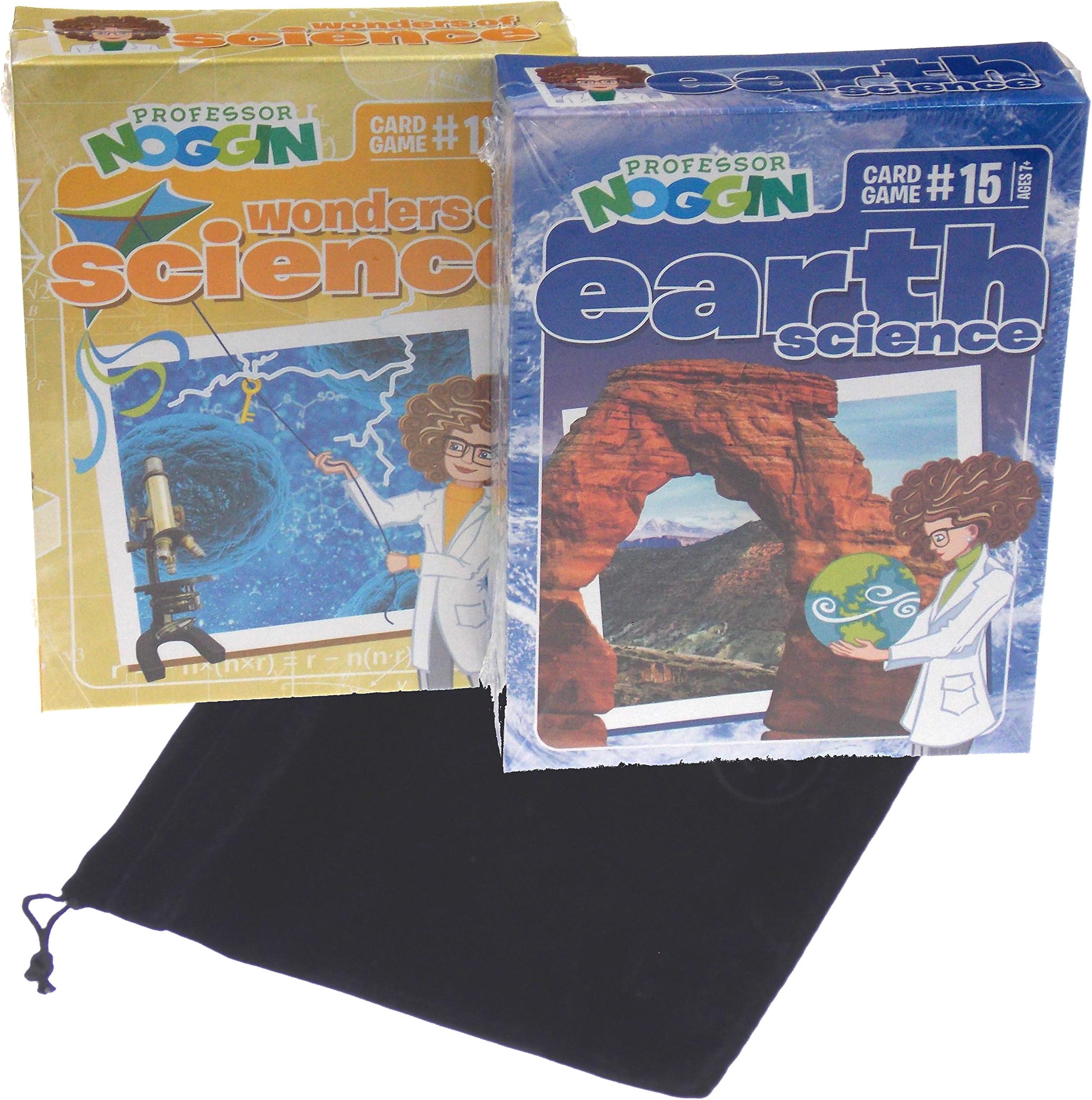Professor Noggin Science Bundle - Wonders of Science, Earth Science & Velour Drawstring Bag