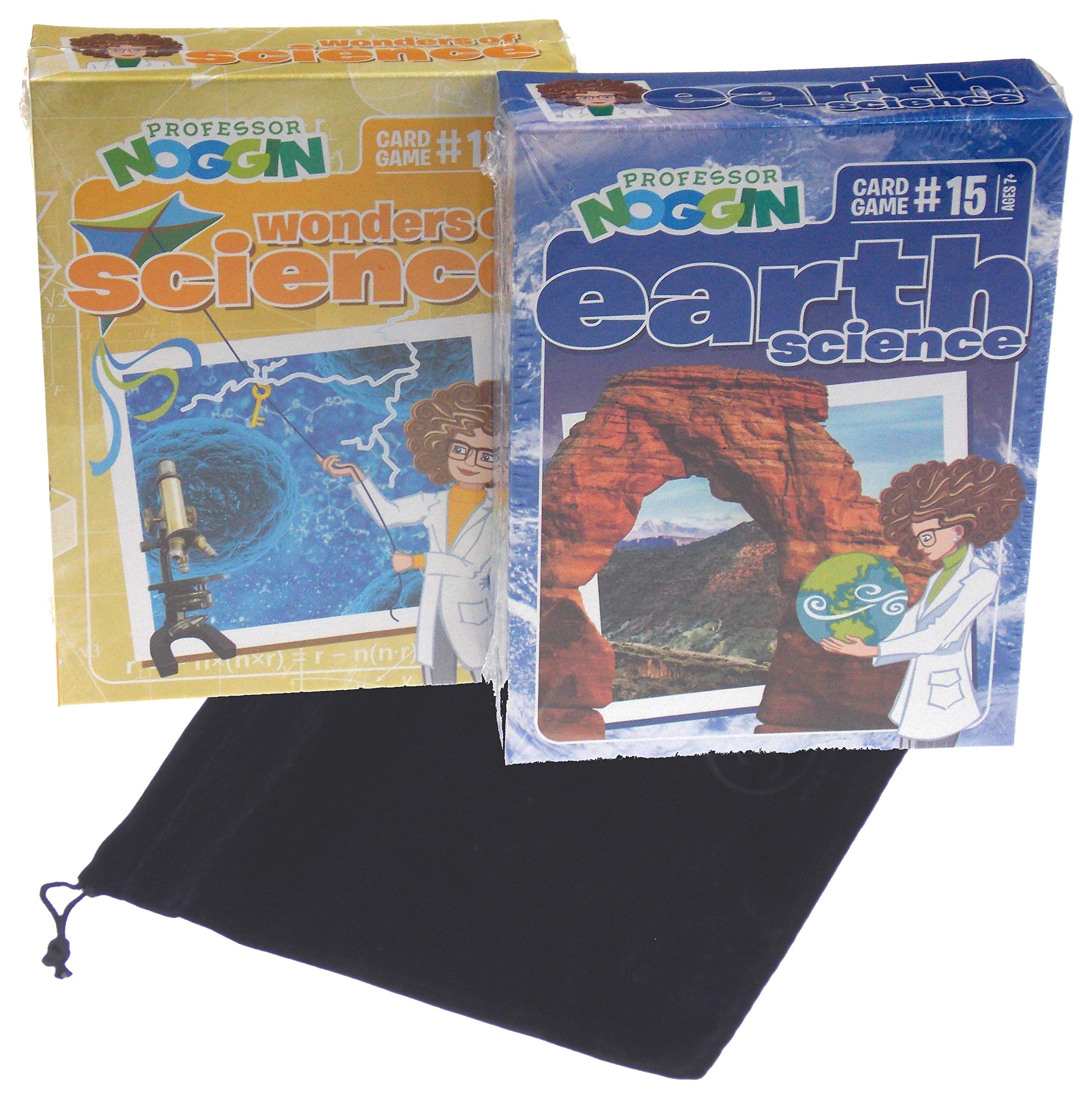 Professor Noggin Science Bundle - Wonders of Science, Earth Science & Velour Drawstring Bag