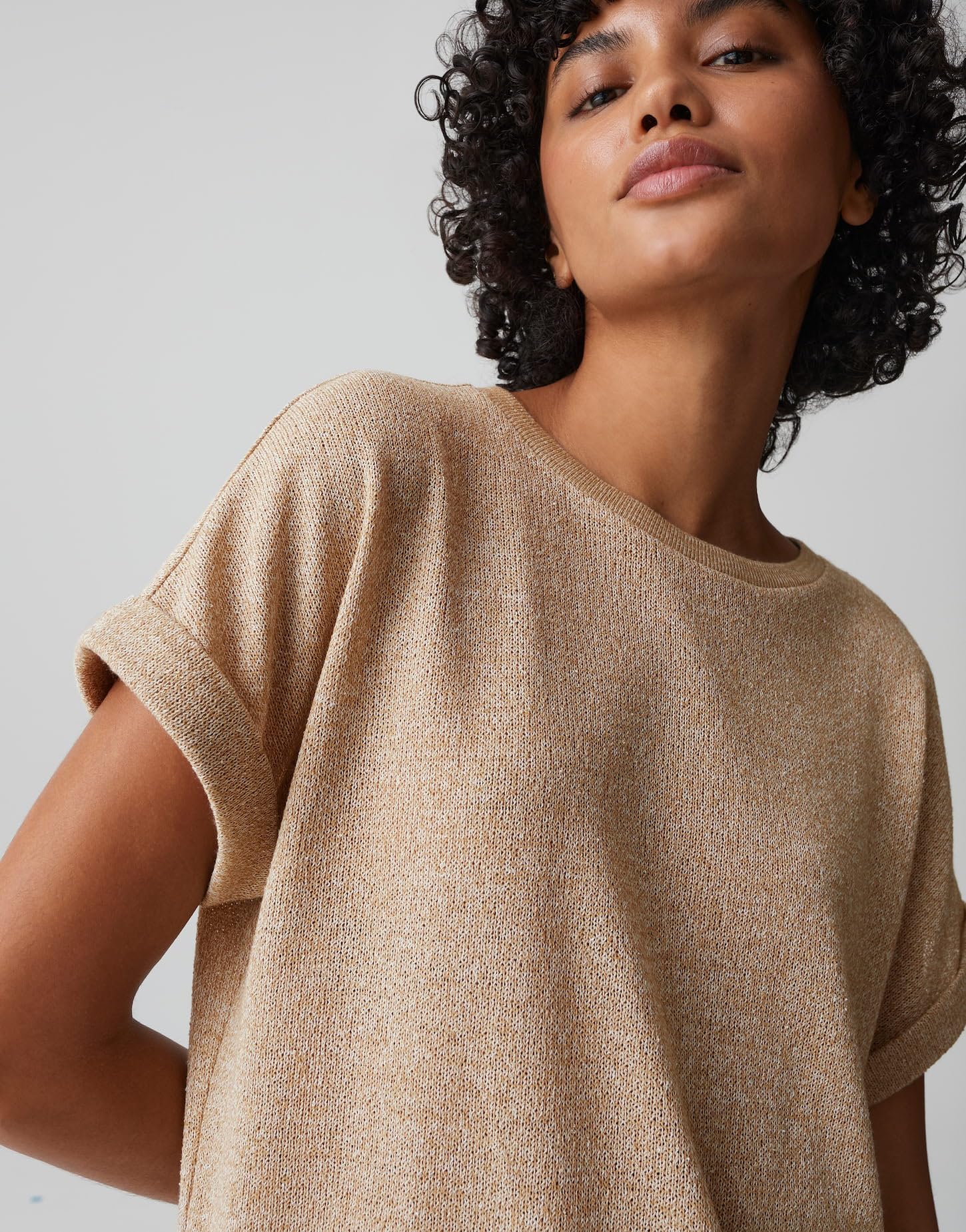 OPUS Damen Kurzarmshirt | Jerseyshirt in Strick Optik Regular Fit