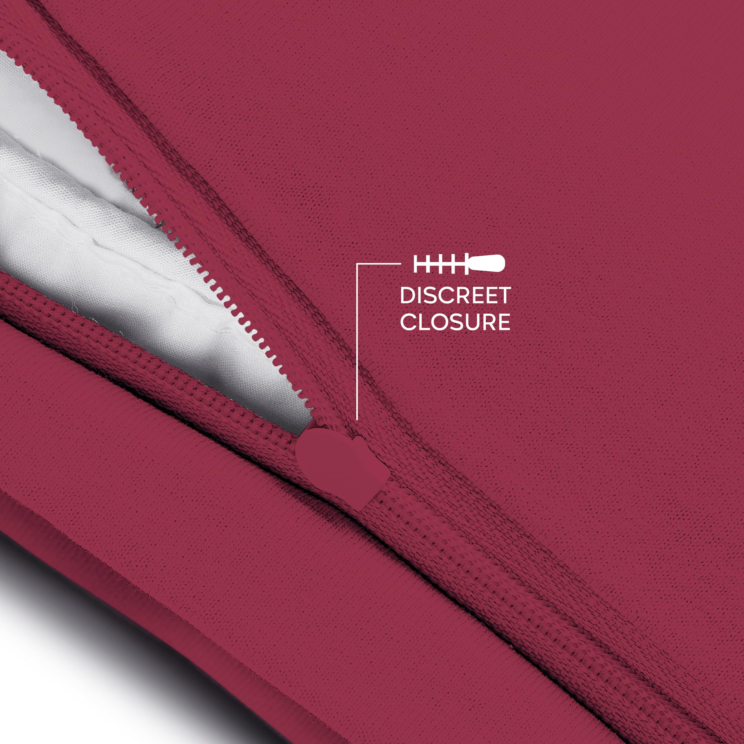 Poszewka Twinzen® 30x30 cm (zestaw 2 szt.) - 100% bawełna Jersey 150 GSM - Burgundowa - Poszewka 30x30 cm - Poszewka na poduszkę zapinana na zamek błyskawiczny - Certyfikat Oeko-Tex