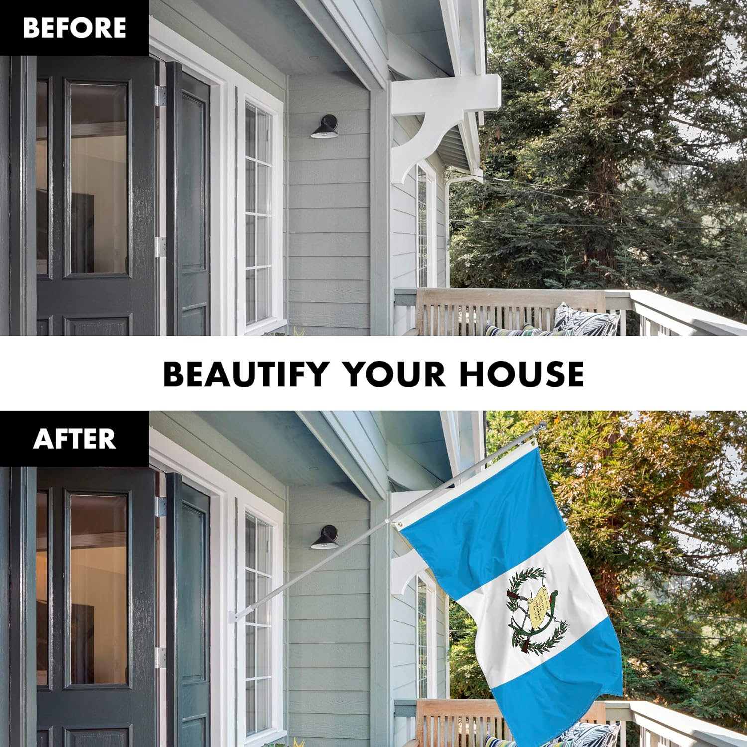 G128-6 Feet Spinning Flagpole (Silver) Guatemala 150D Flag Brass Grommets Printed 3x5 ft (Flag Included) Aluminum Flag Pole
