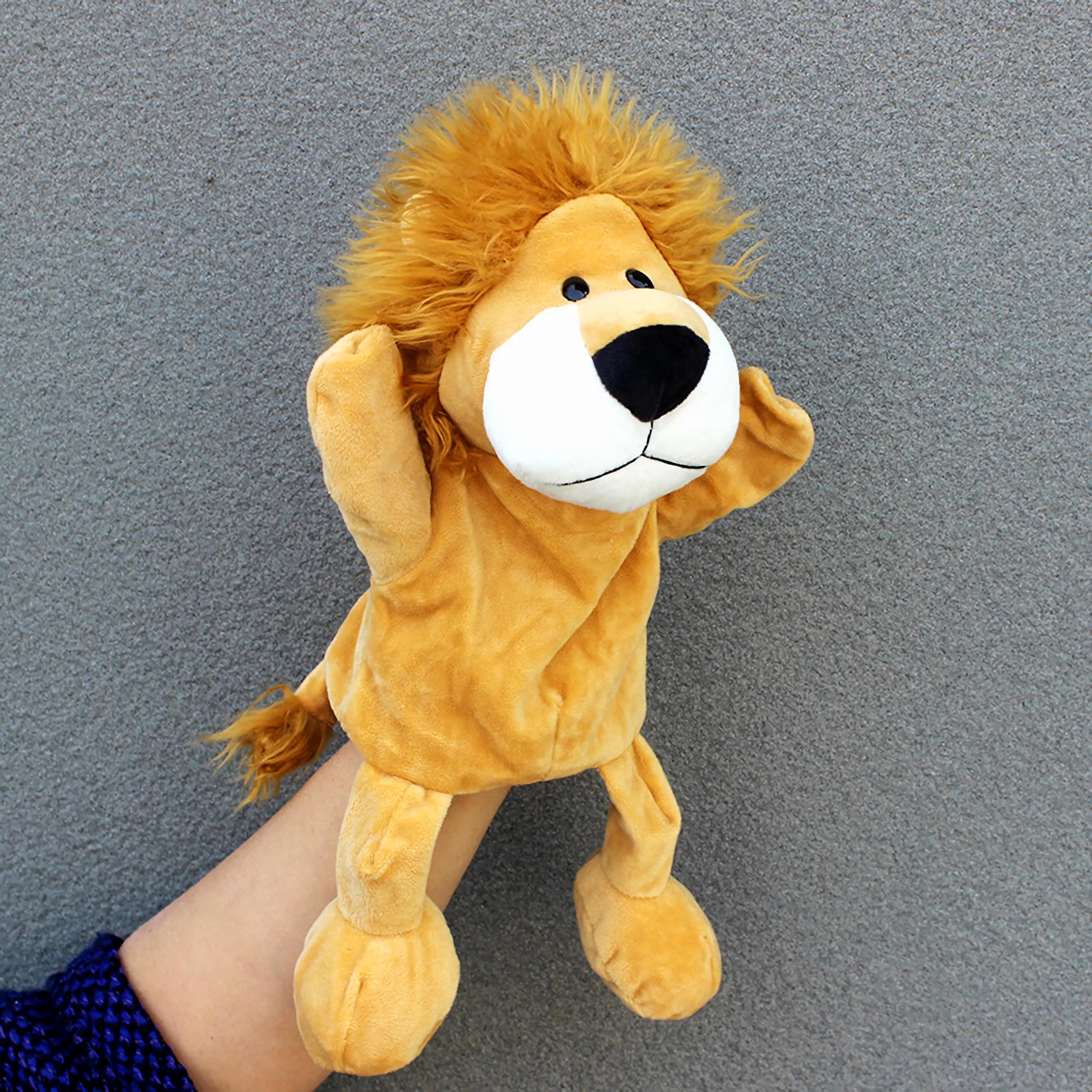 LOMTRATS Marionetas de mano de animales para niños, incluye lobo, tigre, león, mono con patas, perfectas para contar historias, enseñanza, preescolar, regalos de cumpleaños