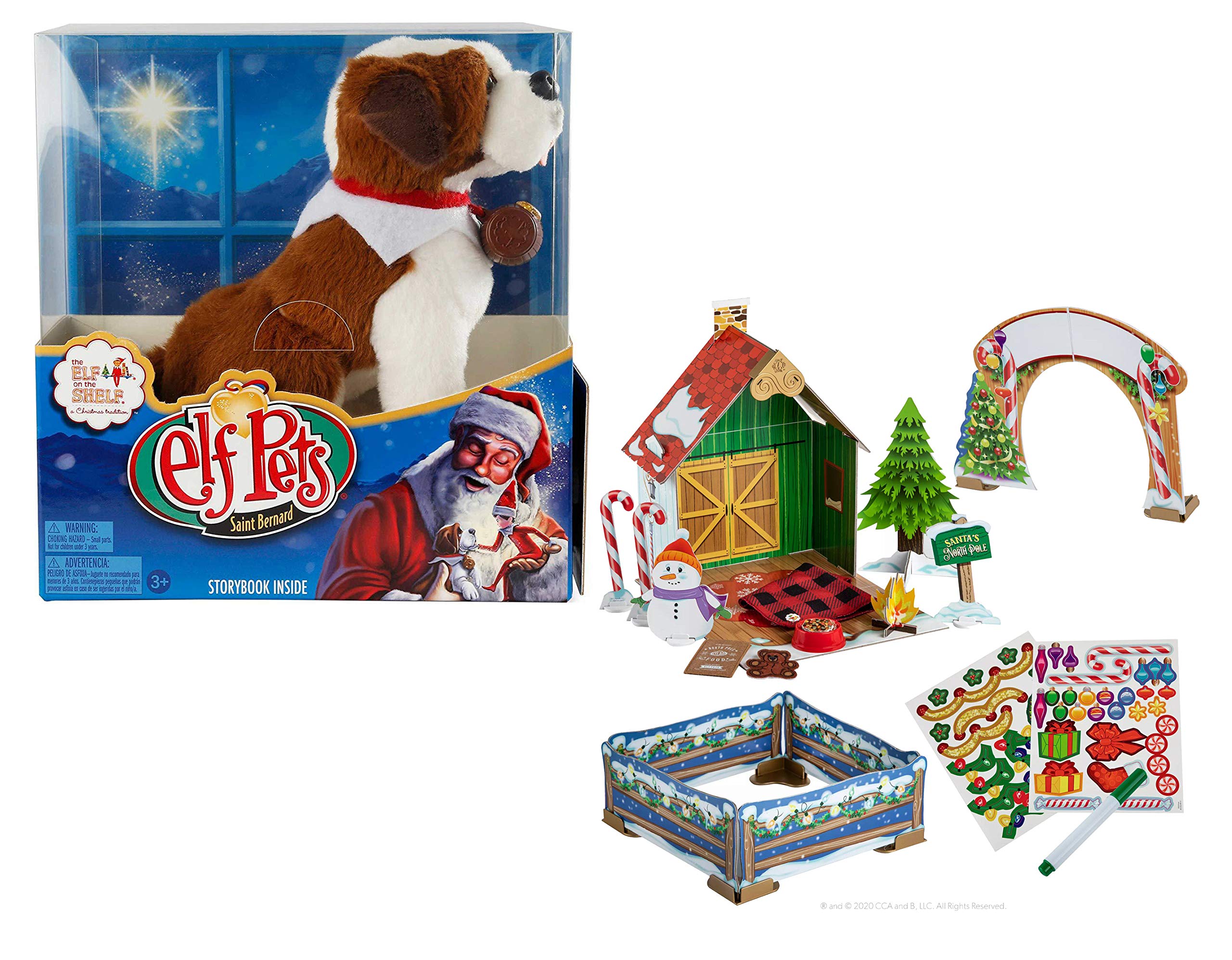 The Elf on the Shelf Elf Pets: A Saint Bernard Tradition Bundled with Elf Pets Christmas Cabin Playset