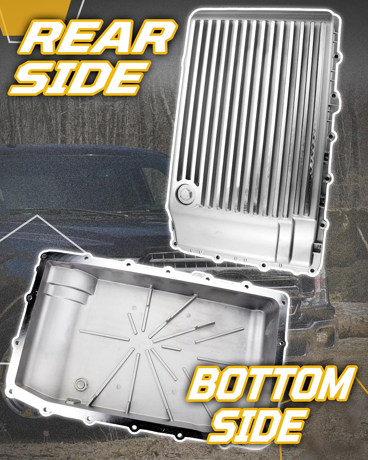 328053200 Heavy Duty Cast Aluminum Transmission Oil Pan Compatible with Ford F150 F-150 Ranger Mustang 2017 2018 2019 2020 2021 2022 2023 2024 2025 equipped with 10R80 transmission Primary Color