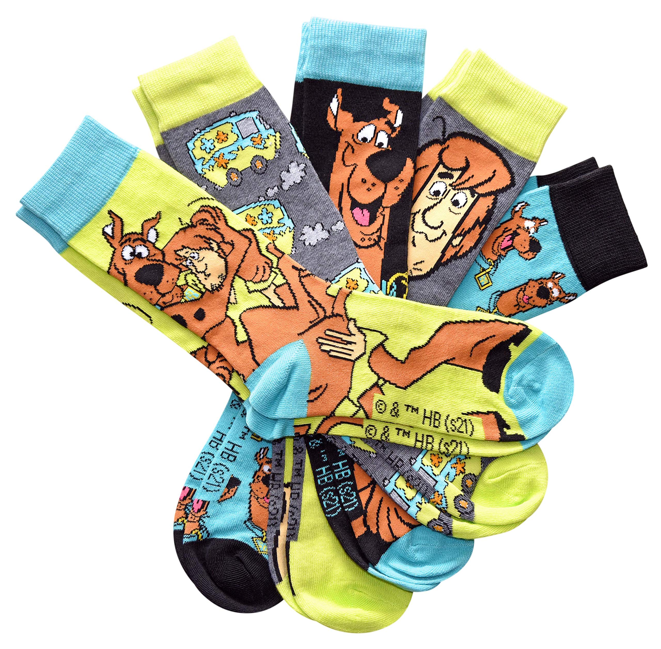 Hyp Scooby Doo Shaggy and The Mystery Machine Herren Crew-Socken, 5 Paar