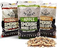 Mr. Bar-B-Q Wood Smoker Chips Variety Pack: Apple, Mesquite, Hickory - 3x1.8lb All-Natural for Gas, Charcoal Grills, BBQ Smoking