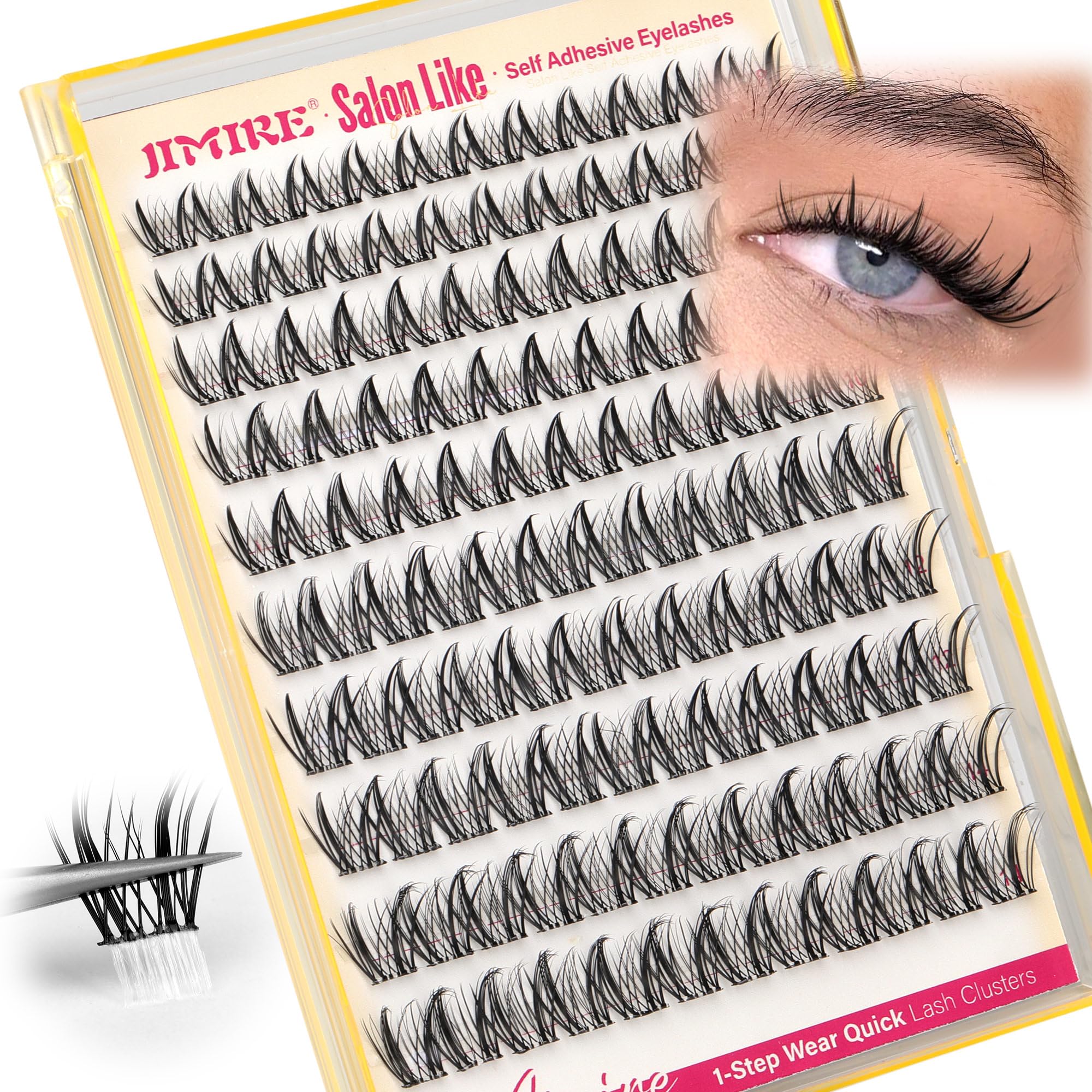 Fairy Self Adhesive Eyelashes Wispy Lash Clusters with Glue Press on Lashes Reusable Self Adhesive Manga Lash Clusters 8-14MM Pre-Glued Eyelashes Clusters Easy to Apply Beginners Friendly by JIMIRE