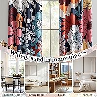 Vista 5 de MYSKY HOME Boho Floral Blackout Curtains 84 inch Long for Living Room Thermal Insulated Privacy Protect Noise Reduction Black Out Flower