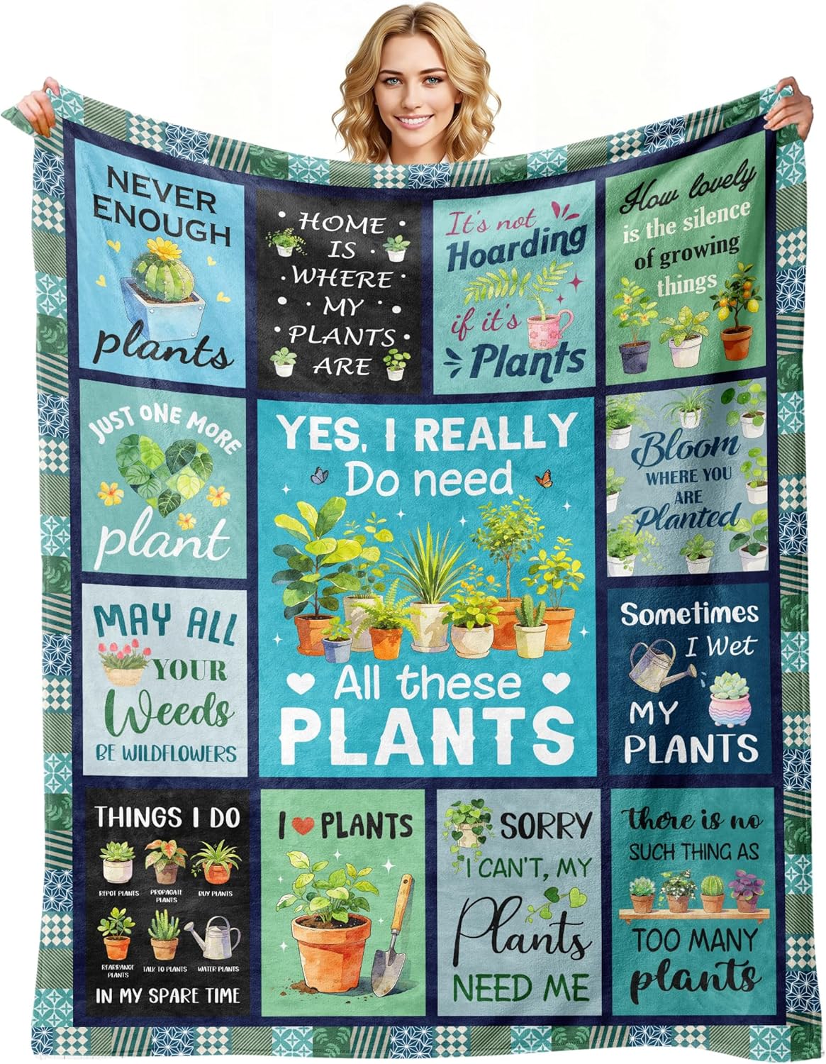 Plant Gifts, Plant Lover Gifts for Women/Lady/Mom, Gardening Gift for Women Blanket 60"X50", Christmas/Valentines Day/Mother's Day/Birthday Gift for Gardeners, Garden Decor