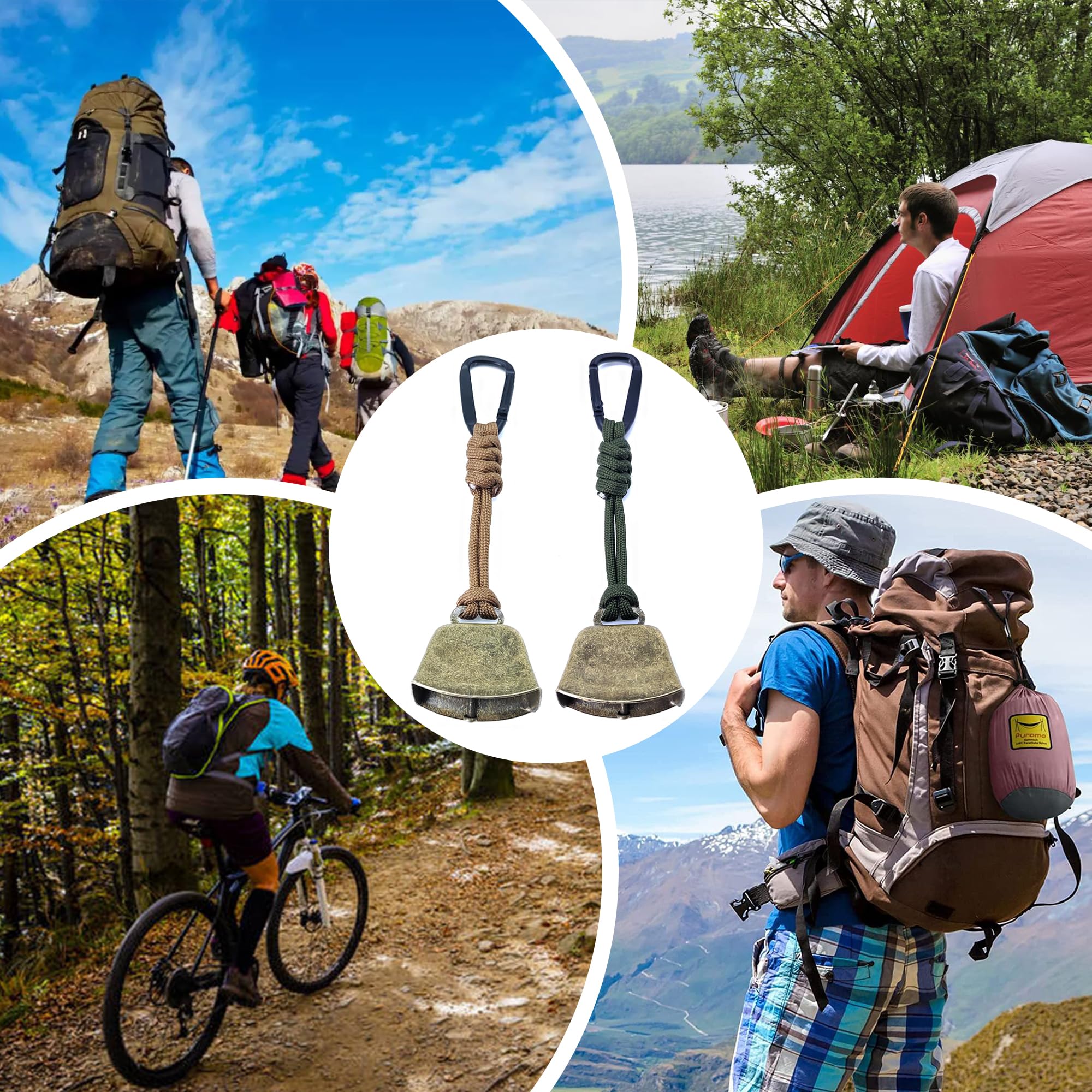 CHENNAN 2 Piezas Campanas Anti Osos, Práctico Campana Oso Campana de Advertencia, Mosquetón de Campanas de Oso, Campana de Oso Polivalente, para Senderismo Camping al Aire Libre Pesca Escalada